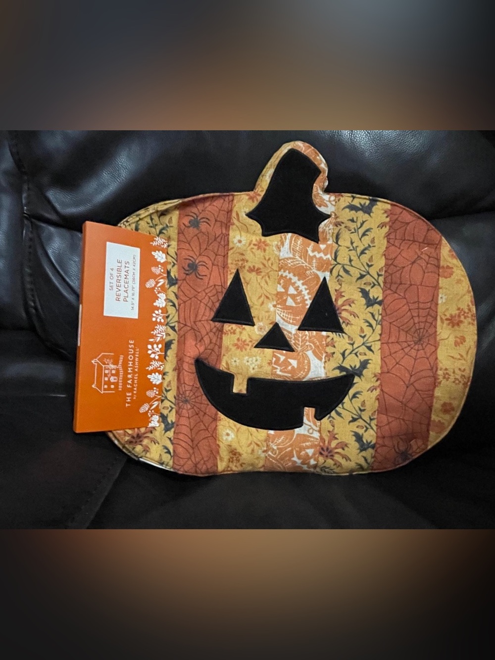 Halloween The Farmhouse by Rachel Ashwell Quilted Jack O Lantern Placemats, 4